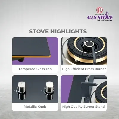 Picture of RFL Double Built In Gls Hob Marigold (Cylinder Gas)