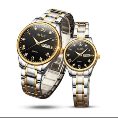 Picture of Olevs 5563 Couple Watch Full Black colour 
