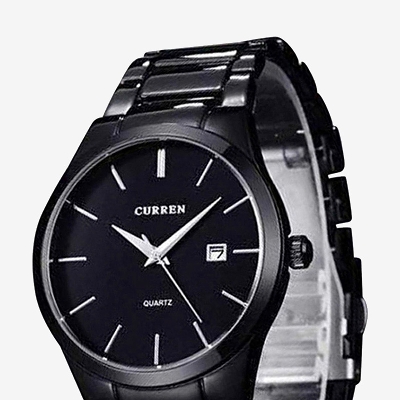 Picture of Curren 8106-Stainless Steel Analog Clock for Men-Black