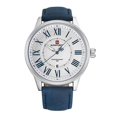 Picture of Naviforce NF9126L PU Leather Analog Watch for Men_Blue & White