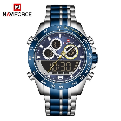 Picture of NAVIFORCE NF9188 Royal Blue And Silver Two-Tone Stainless Steel Dual Time Watch For Men - Royal Blue & Silver
