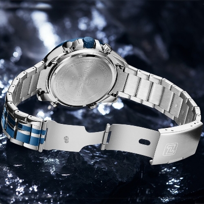 Picture of NAVIFORCE NF9188 Royal Blue And Silver Two-Tone Stainless Steel Dual Time Watch For Men - Royal Blue & Silver