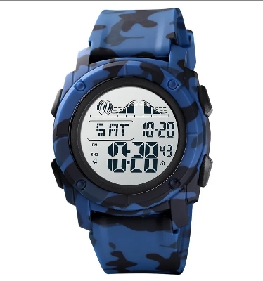 Picture of SKMEI SK1576L Navy Blue Camouflage PU Digital Watch For Unisex - Navy Blue Camouflage