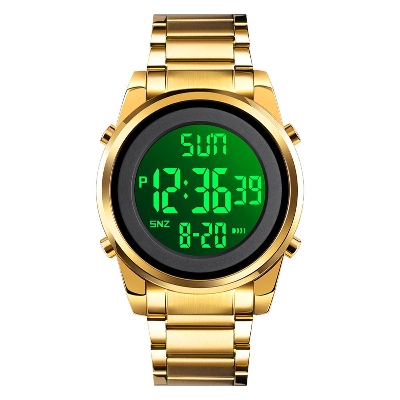 Picture of SKMEI SK1611 Golden Stainless Steel Digital Watch For Unisex - Golden & Black