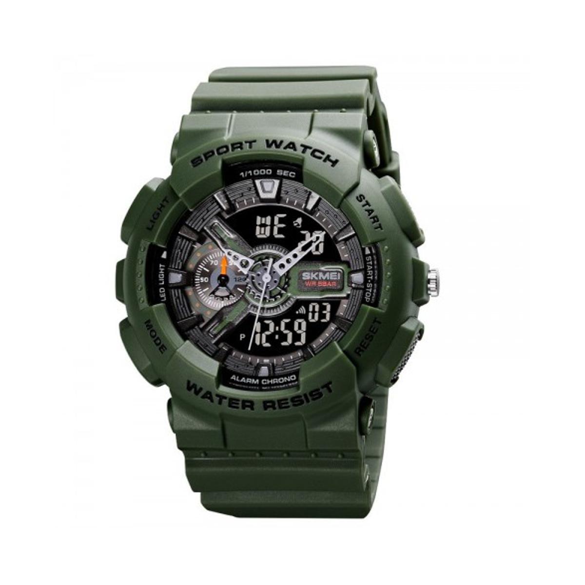 Picture of SKMEI 1688 Army Green PU Dual Time Watch For Unisex - Army Green