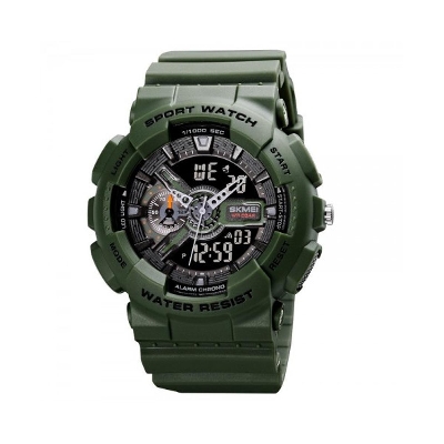 Picture of SKMEI 1688 Army Green PU Dual Time Watch For Unisex - Army Green