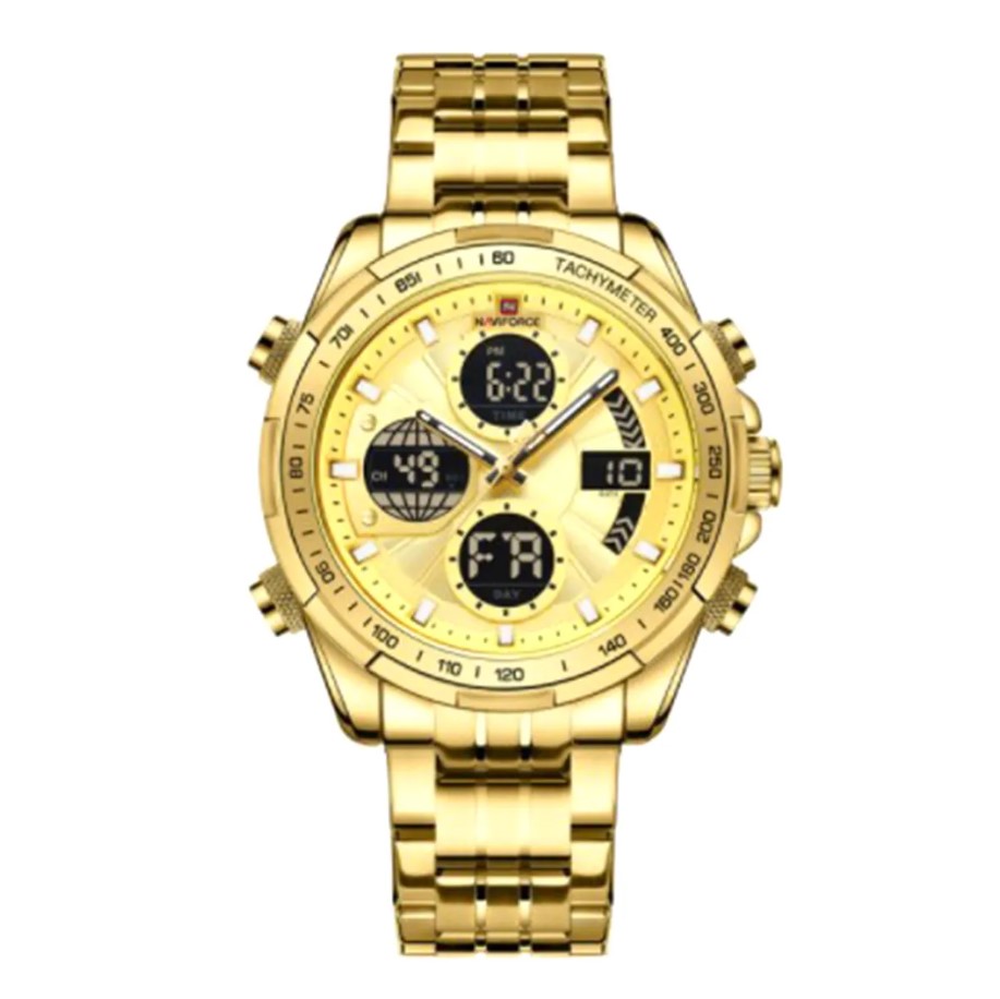 Picture of NAVIFORCE NF9197M Golden Stainless Steel Dual Time Watch For Men - Golden
