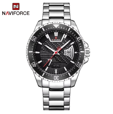 Picture of NAVIFORCE NF9191M Silver Stainless Steel Analog Watch For Men - Black & Silver