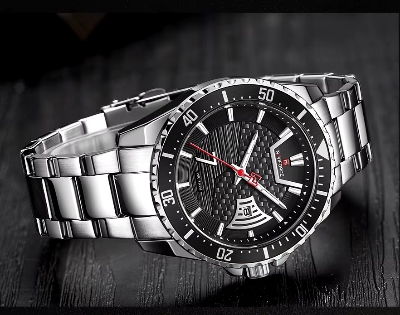 Picture of NAVIFORCE NF9191M Silver Stainless Steel Analog Watch For Men - Black & Silver