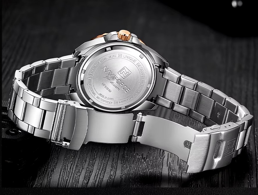 Picture of NAVIFORCE NF9191M Silver Stainless Steel Analog Watch For Men - Black & Silver