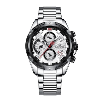 Picture of NAVIFORCE NF8021S Silver Stainless Steel Chronograph Watch For Men - White & Silver