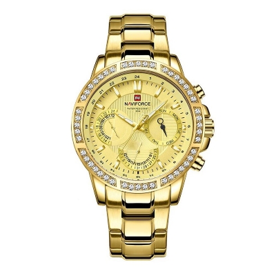 Picture of NAVIFORCE NF9196 Golden Stainless Steel Chronograph Watch For Men - Golden