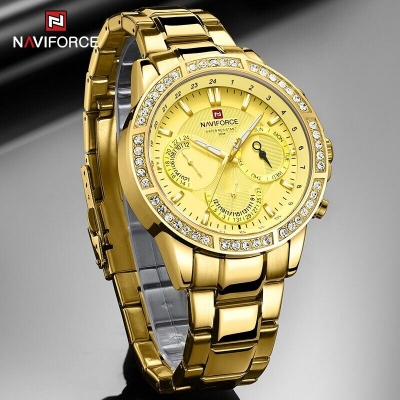 Picture of NAVIFORCE NF9196 Golden Stainless Steel Chronograph Watch For Men - Golden