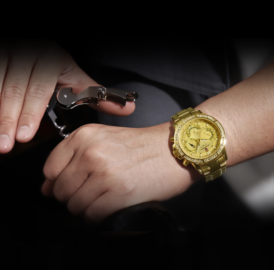 Picture of NAVIFORCE NF9196 Golden Stainless Steel Chronograph Watch For Men - Golden