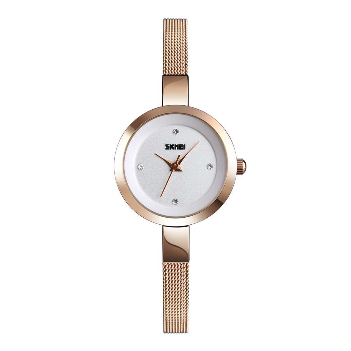 Picture of SKMEI 1390 RoseGold Stainless Steel Analog Watch For Women - White & RoseGold