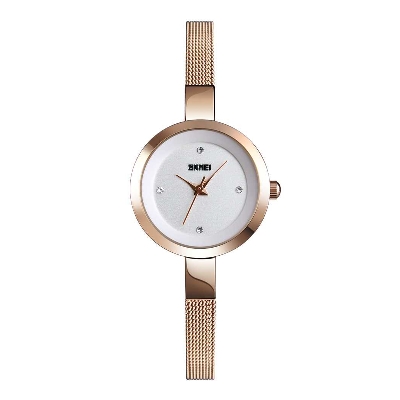 Picture of SKMEI 1390 RoseGold Stainless Steel Analog Watch For Women - White & RoseGold