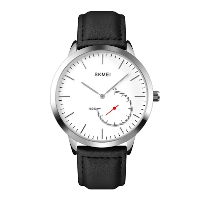 Picture of SKMEI 1510 Black PU Leather Smart Analog Watch For Men - Silver & Black