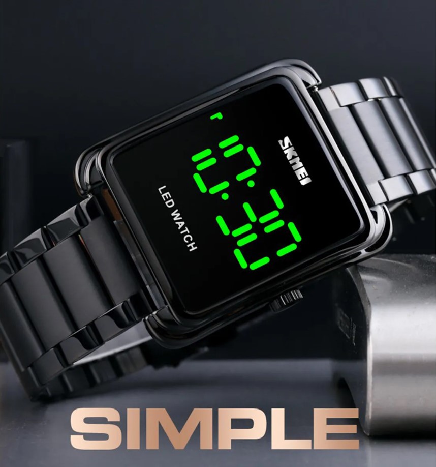 Picture of SKMEI SK1505 Black Stainless Steel Digital Watch For Men - Black