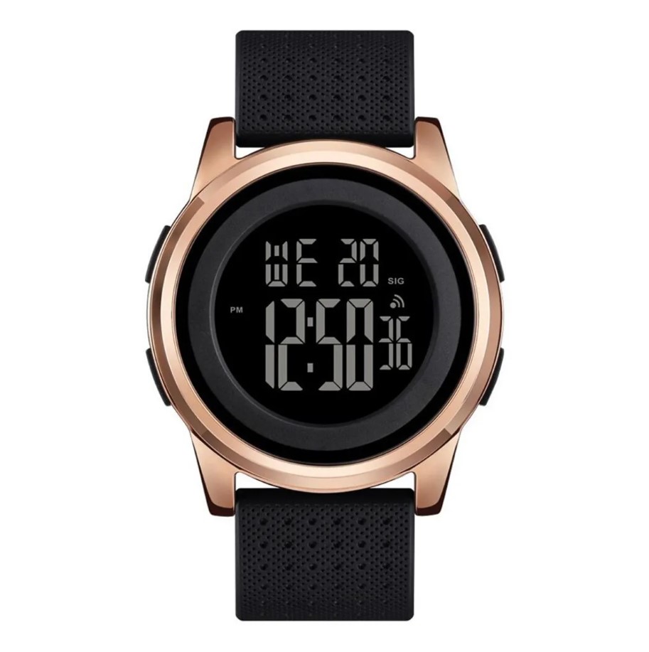 Picture of SKMEI 1502 Black PU Digital Watch For Unisex - RoseGold & Black