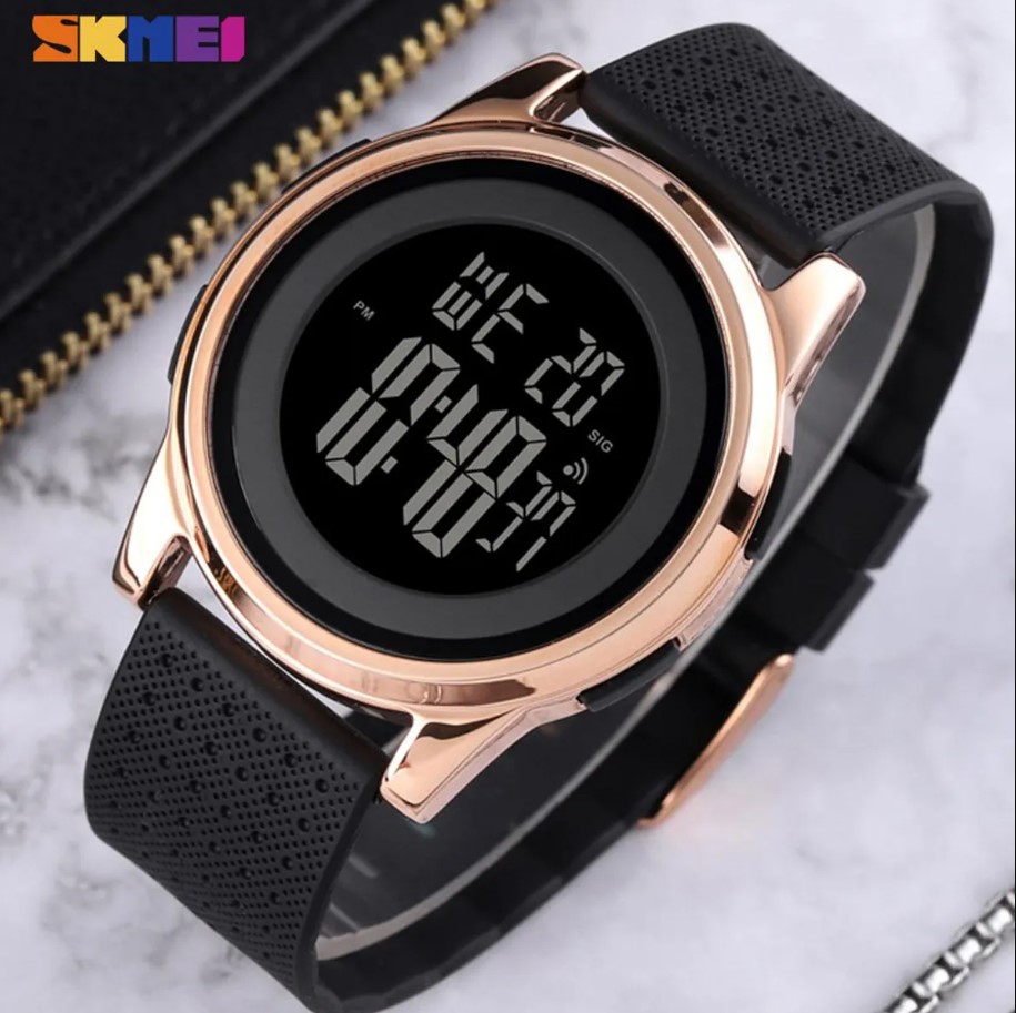 Picture of SKMEI 1502 Black PU Digital Watch For Unisex - RoseGold & Black