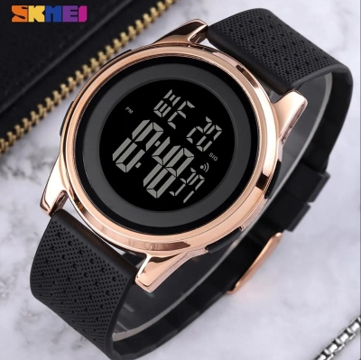 Picture of SKMEI 1502 Black PU Digital Watch For Unisex - RoseGold & Black