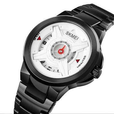 Picture of SKMEI SK1699S Black Stainless Steel Analog Watch For Men - White & Black
