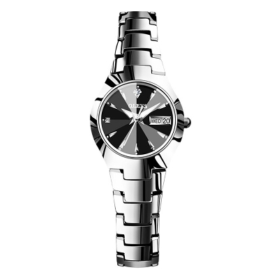 Picture of OLEVS 8697 Silver Tungsten Steel Analog Luxury Watch For Women - Black & Silver