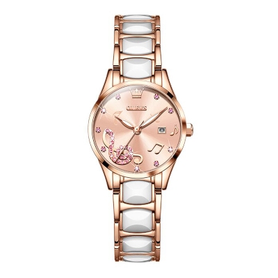 Picture of OLEVS 3605 RoseGold Stainless Steel Ceramics Analog Wrist Watch For Women - RoseGold