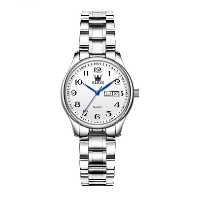 Picture of OLEVS 5567 Silver Stainless Steel Analog Watch For Women - White & Silver
