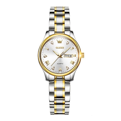 Picture of OLEVS 5563 Silver And Golden Two-tone Stainless Steel Analog Watch For Women - White & Silver