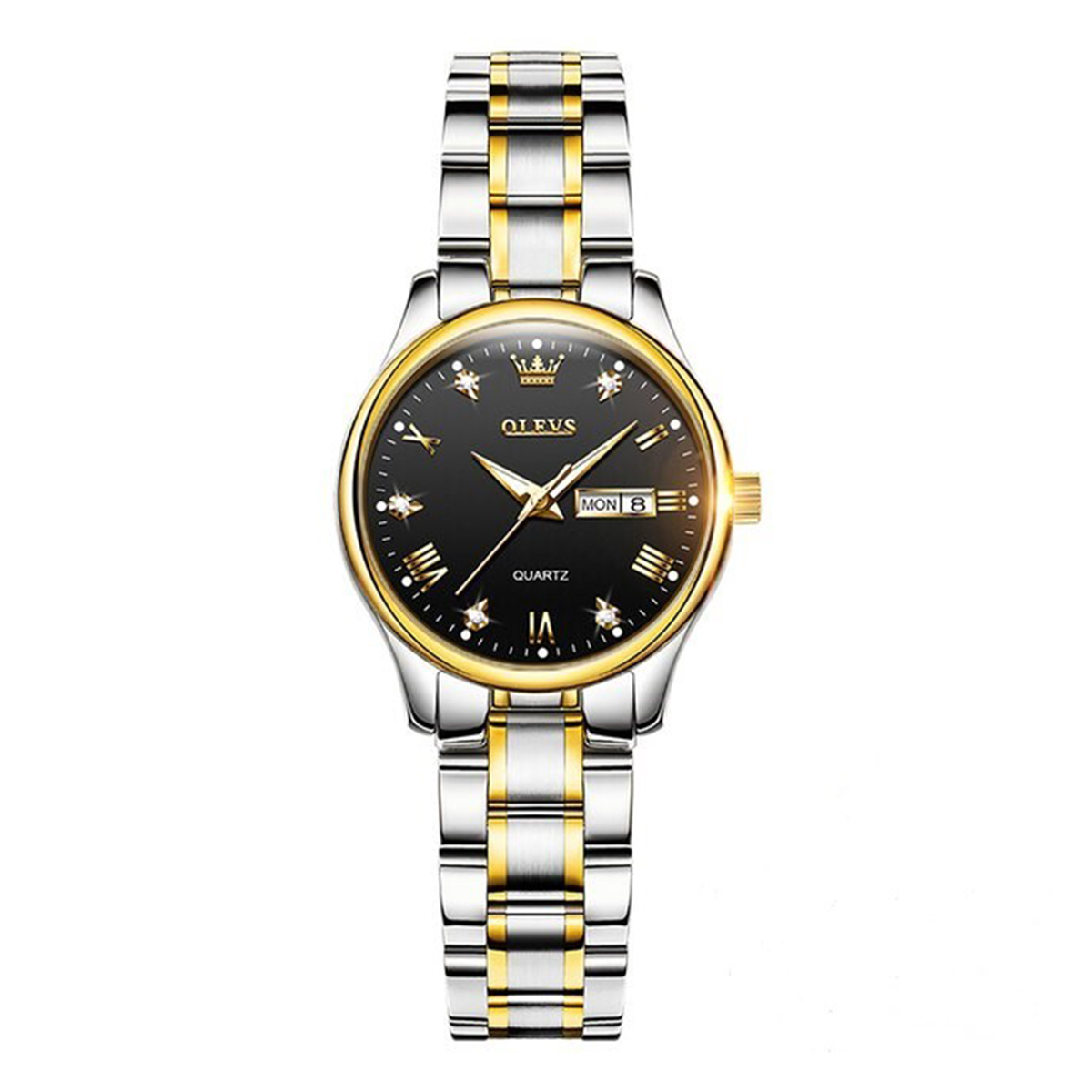 Picture of OLEVS 5563 Silver And Golden Two-tone Stainless Steel Analog Watch For Women - Black & Silver