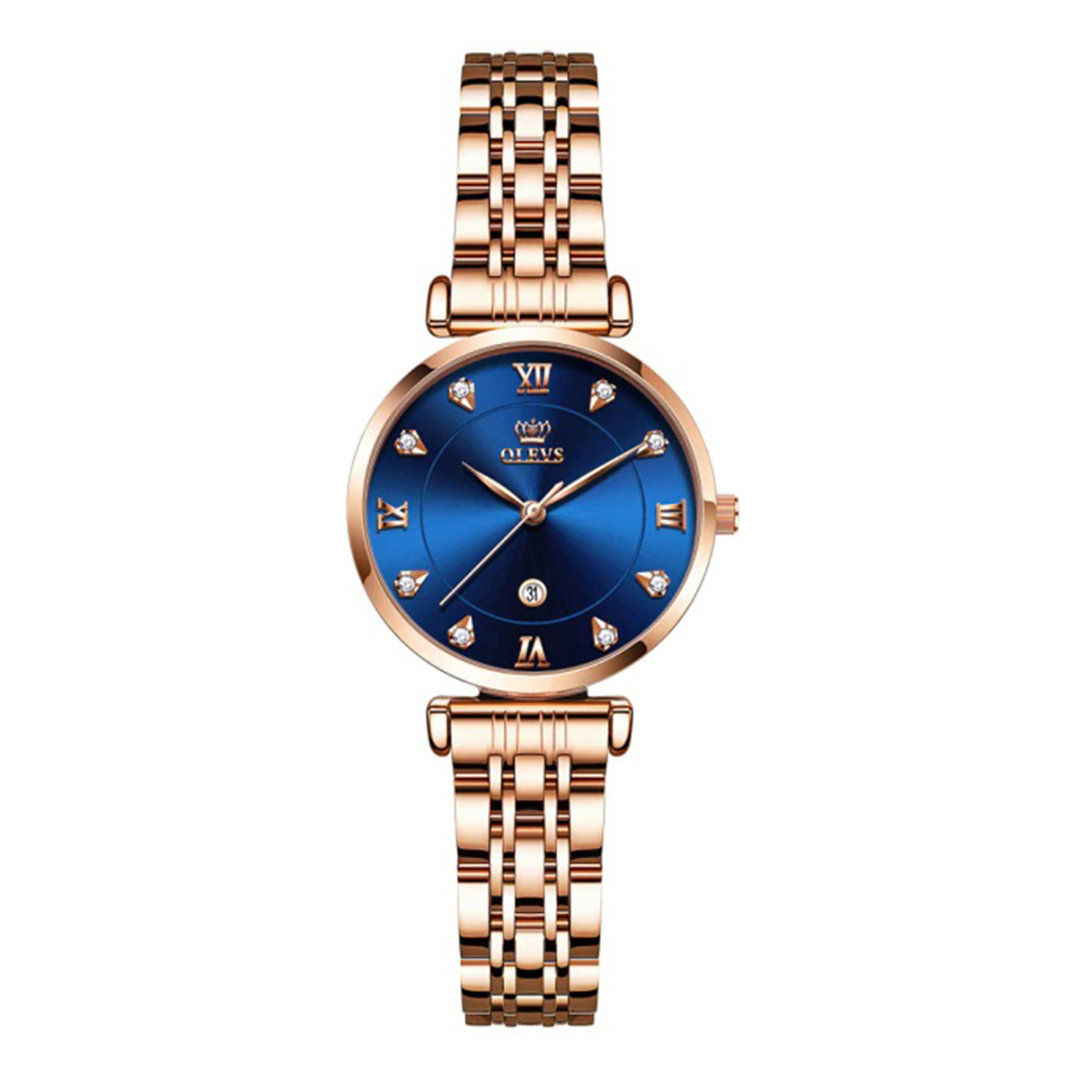 Picture of OLVES 5866 RoseGold Stainless Steel Analog Wrist Watch For Women - Royal Blue & RoseGold