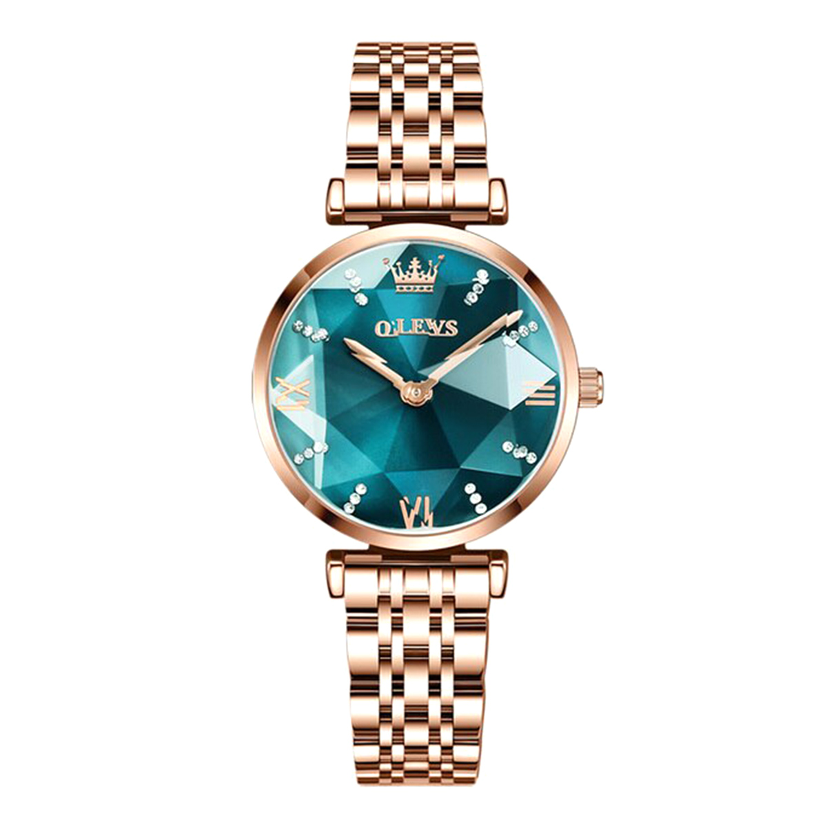 Picture of OLEVS 6642 RoseGold Stainless Steel Luxury Watch For Women - Green & RoseGold