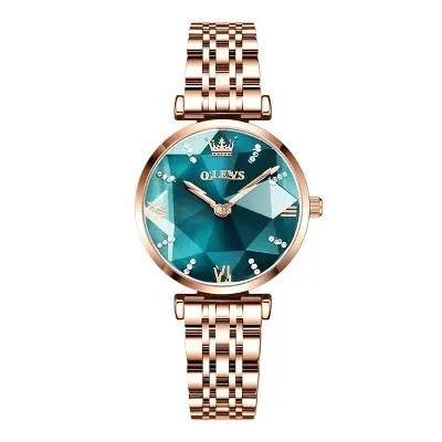 Picture of OLEVS 6642 RoseGold Stainless Steel Luxury Watch For Women - Green & RoseGold