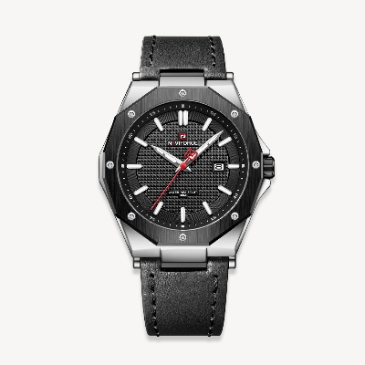 Picture of NAVIFORCE NF9200L Black PU Leather Analog Watch For Men - Silver & Black
