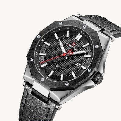 Picture of NAVIFORCE NF9200L Black PU Leather Analog Watch For Men - Silver & Black