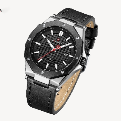 Picture of NAVIFORCE NF9200L Black PU Leather Analog Watch For Men - Silver & Black