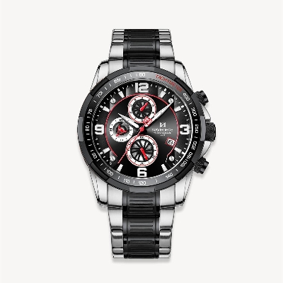 Picture of NAVIFORCE NF8020M Stainless Steel Chronograph Watch For Men - Silver Black