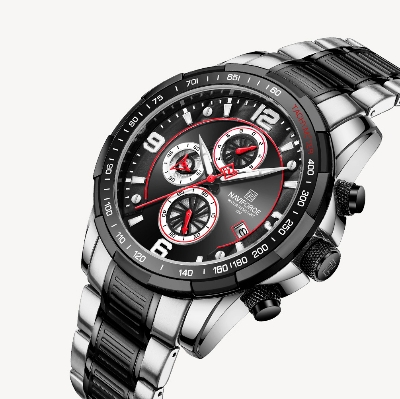 Picture of NAVIFORCE NF8020M Stainless Steel Chronograph Watch For Men - Silver Black