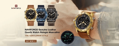 Picture of NAVIFORCE NF9200L Navy Blue PU Leather Analog Watch For Men - RoseGold & Navy Blue