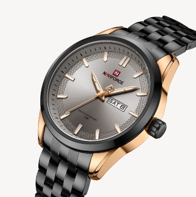 Picture of NAVIFORCE NF9203G Black Stainless Steel Analog Watch For Men - RoseGold & Black