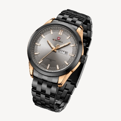 Picture of NAVIFORCE NF9203G Black Stainless Steel Analog Watch For Men - RoseGold & Black