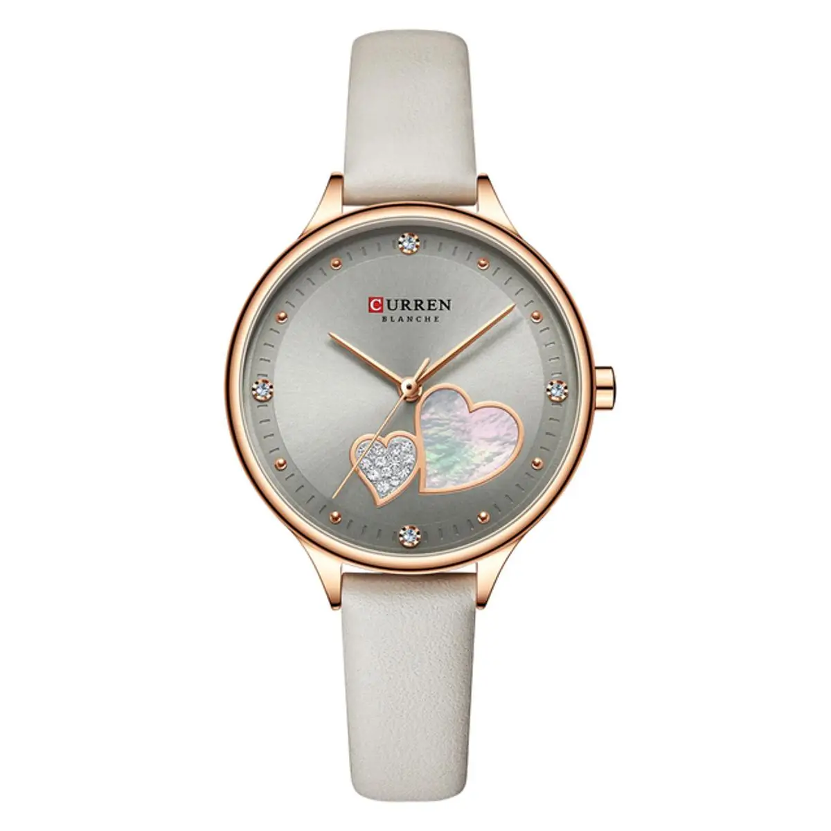 Picture of CURREN 9077L Gray PU Leather Analog Watch For Women - RoseGold & Gray