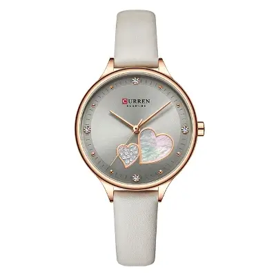 Picture of CURREN 9077L Gray PU Leather Analog Watch For Women - RoseGold & Gray