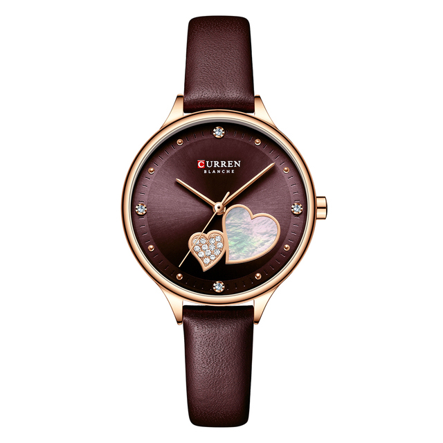 Picture of CURREN 9077 Chocolate PU Leather Analog Watch For Women - RoseGold & Chocolate