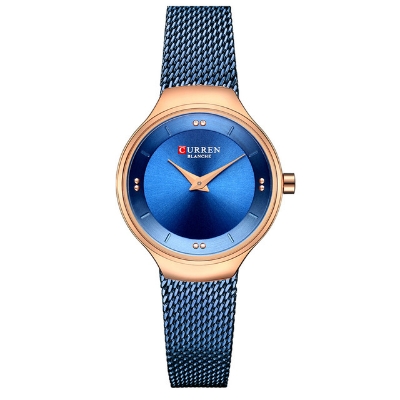 Picture of CURREN 9028 Royal Blue Mesh Stainless Steel Analog Watch For Women - RoseGold & Royal Blue