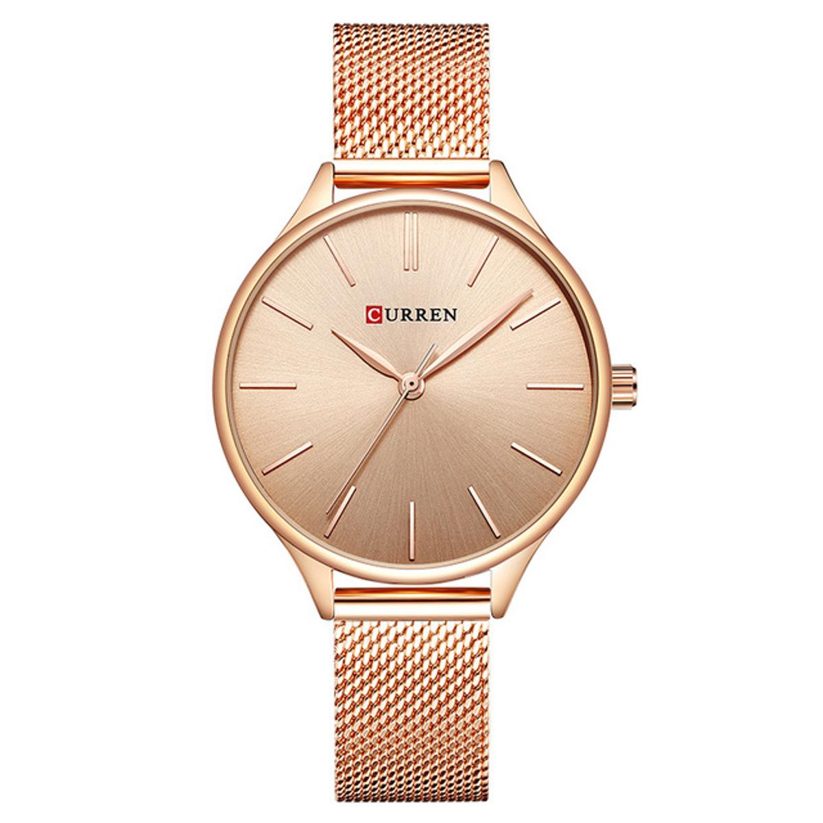 Picture of CURREN 9024S RoseGold Mesh Stainless Steel Analog Watch For Women - RoseGold