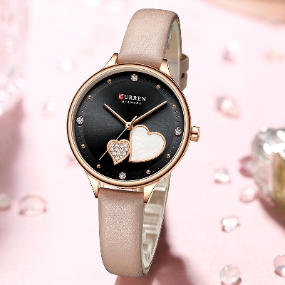 Picture of CURREN 9077 Brown PU Leather Analog Watch For Women - Black & Brown