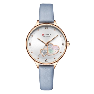 Picture of CURREN 9077L Blue PU Leather Analog Watch For Women - RoseGold & Blue