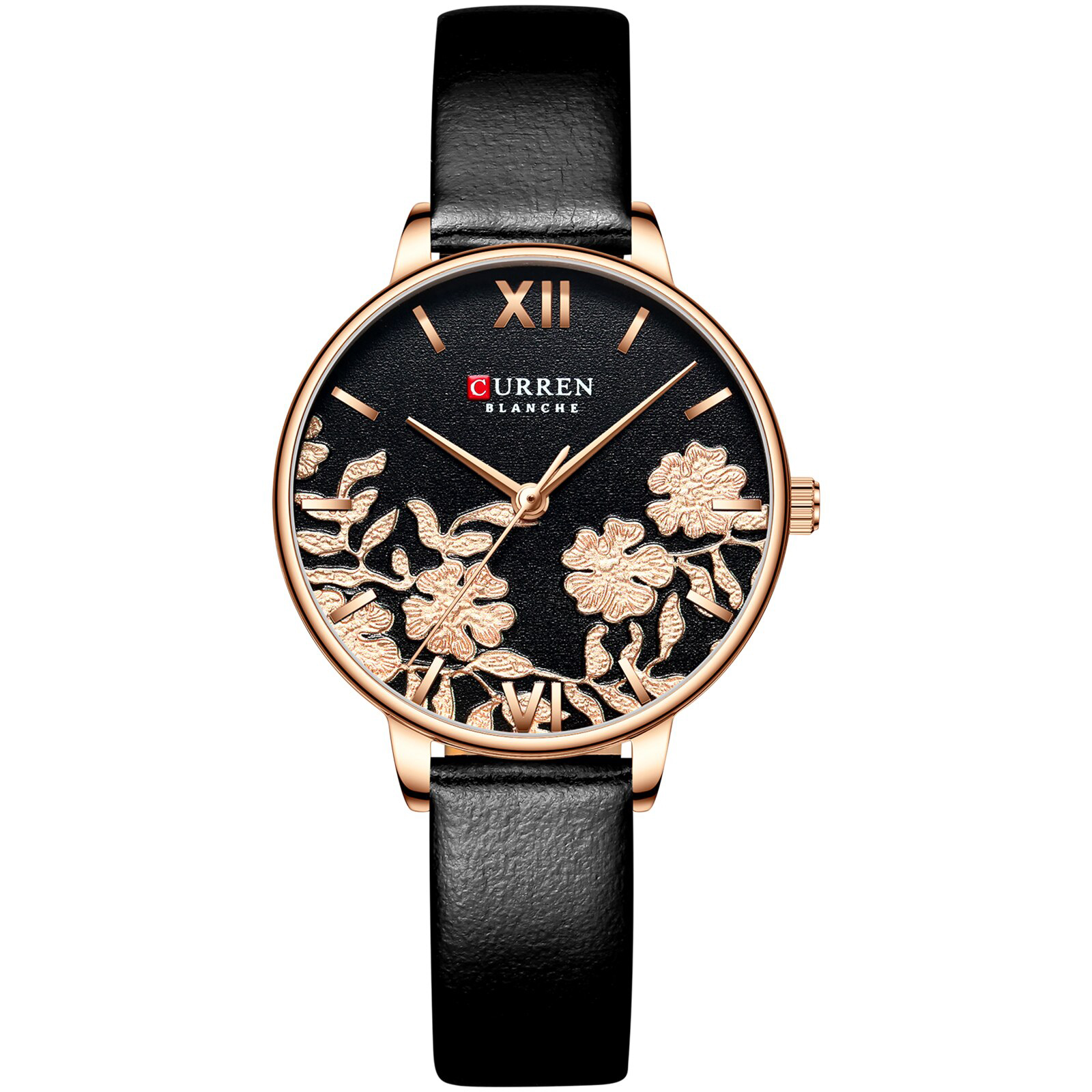 Picture of CURREN 9065 Black PU Leather Analog Watch For Women - RoseGold & Black